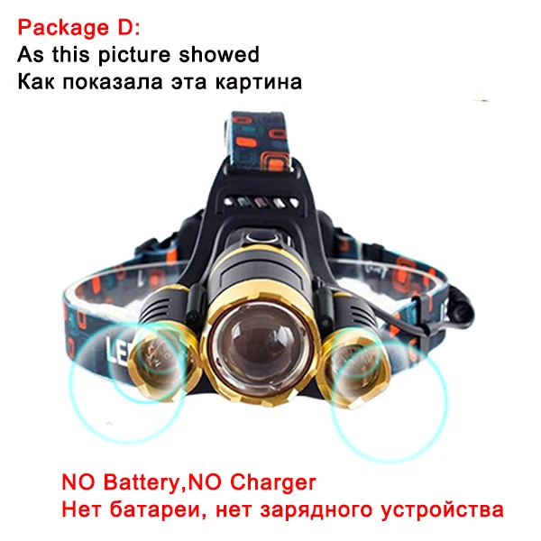 Package D 5000лм ИК датчик светодиодный налобный фонарь умный светильник 5/3 T6 с зумом Высокой Мощности Перезаряжаемый Фонарь для рыбалки 18650 головной фонарь Водонепроницаемый - Испускаемый цвет: Package D