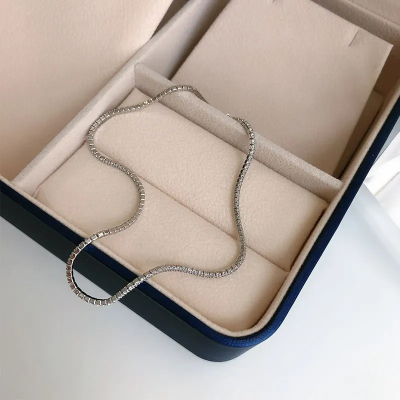 Женское теннисное ожерелье из серебра 925 пробы короткое Ювелирное Украшение на