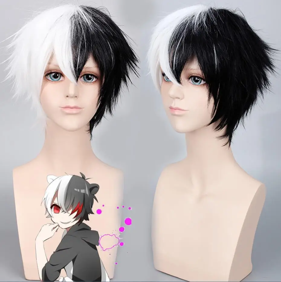 wig VEVEFHUANG Аниме Супер Dangan Ronpa 2 Danganronpa Monokuma черный и белый медведь унисекс Изысканный косплей костюм повседневная одежда - Цвет: wig
