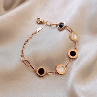 kirykle luxury famous brand jewelry rose gold stainless steel roman numerals bracelets bangles female charm bracelet for women