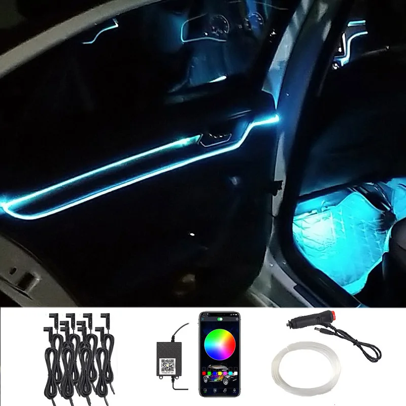 

LED Strip DIY Flexible Line Tube Auto Decoration Ambient Lamp Backlight EL Neon Cold Light 12v Car Interior Atmosphere Lighting