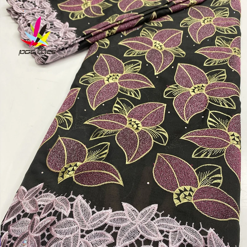 

Swiss Voile Lace Fabric Austria Black Embroidery Style Popular African French Nigeria High Quality Best Selling Aso Ebi Dress