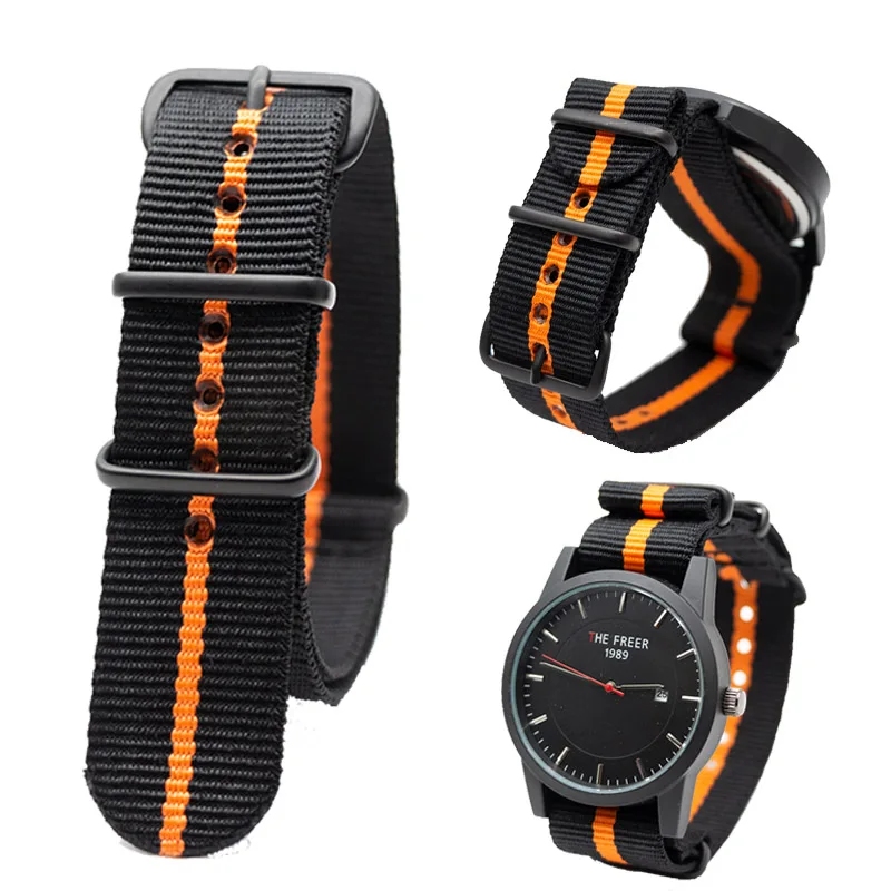 

2PCS Nylon NATO Watchband Replacement Band Striped Watch Strap Adjustable Premium Bracelet for 18/20/22/24MM