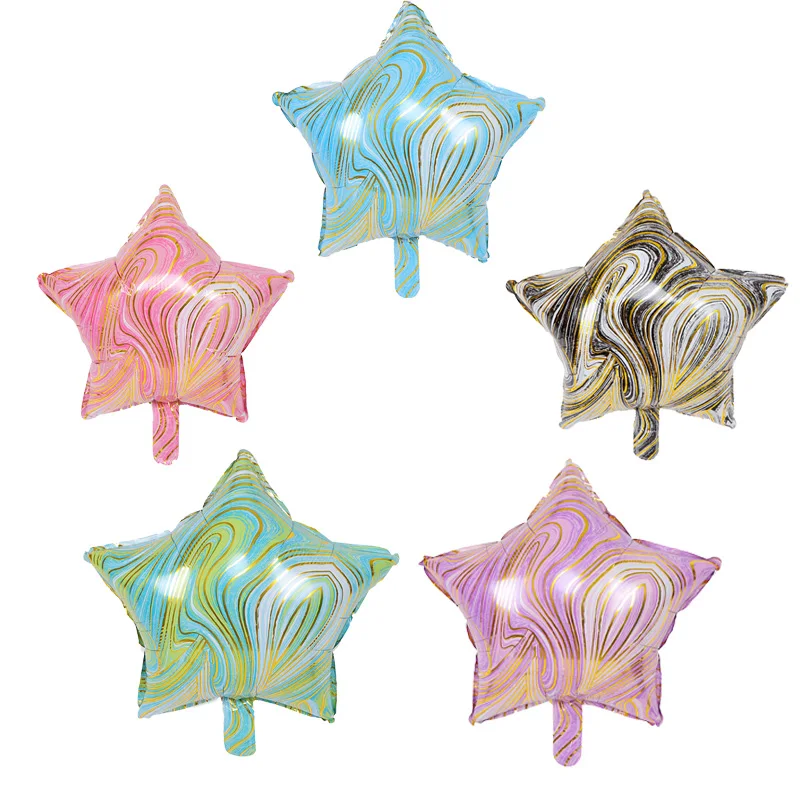 

50pcs 18inch Agate marble Pentagram aluminum balloons birthday party decoration baby shower wedding Party Decor Ballon Supplies