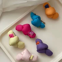 lovely candy color knot hair clips for girls plush padded alligator hairpin kids barettes smile grips headwear hair accessories