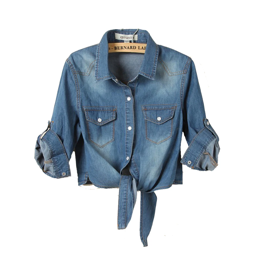 Женская джинсовая рубашка летняя в Корейском стиле модель FS0156|shirt top|blouse shirtdenim jeans