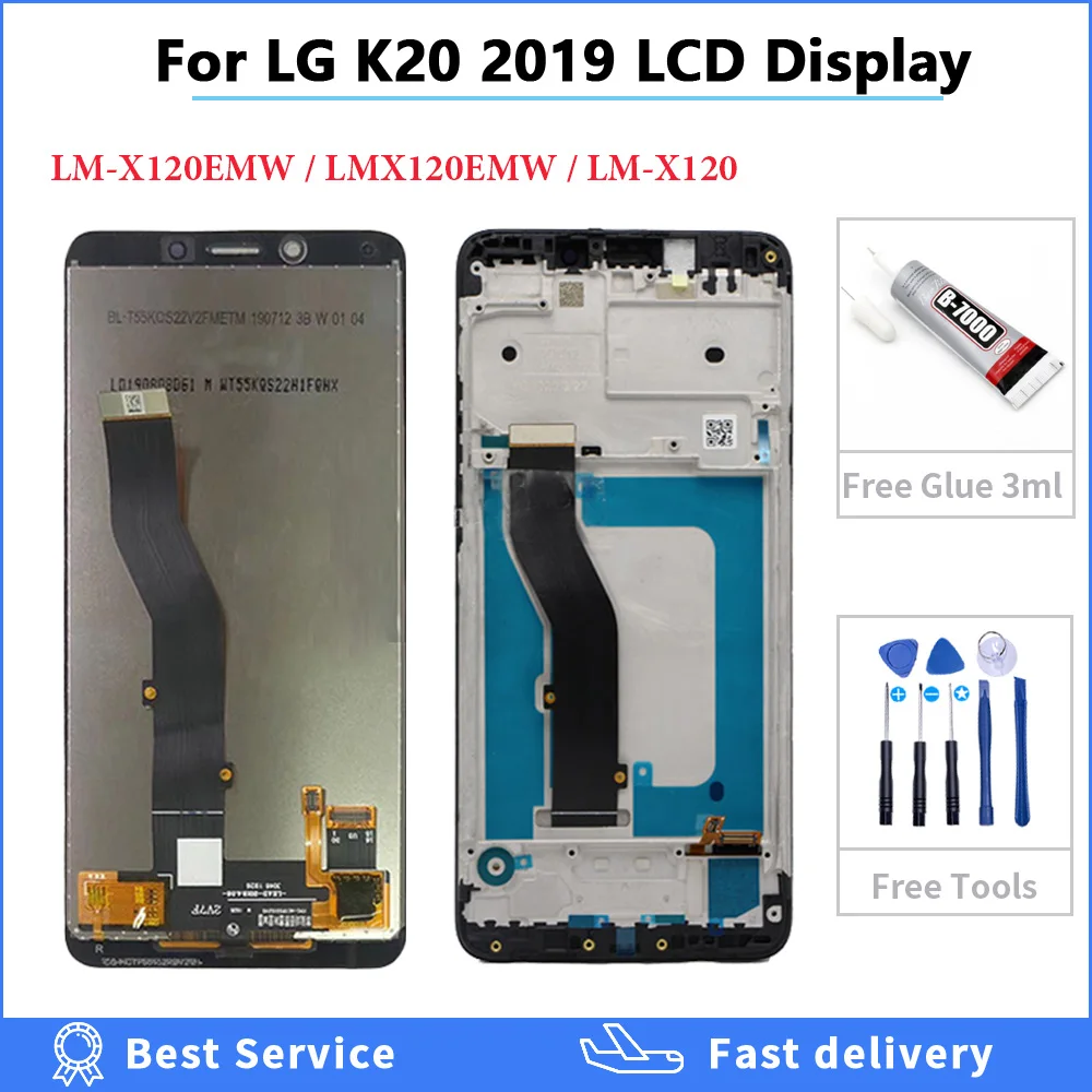 For LG K20 2019 LCD with frame Display Touch Screen Digitizer For LG K20 LMX120EMW lcd Replacement k8 plus For LG LM-X120 lcd