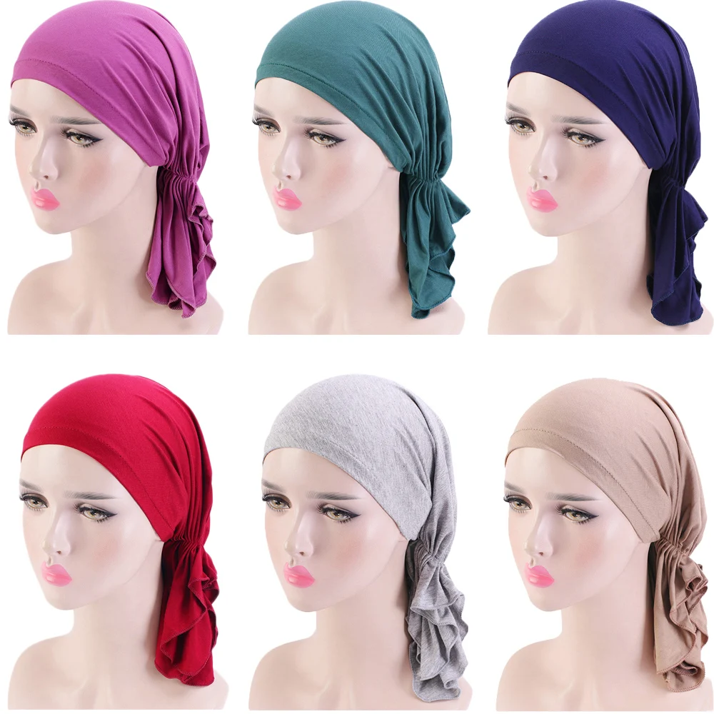 

Muslim Modal Bonnet Solid Color Beanies Skullies Turban Hair Loss Hat Chemo Cancer Hat Head Wrap Pirate Hat Arab Headwear Islam