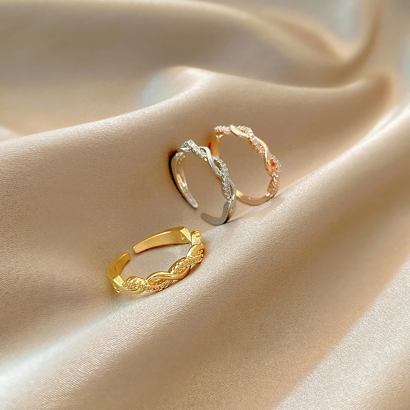 

2021 new Korean version of braided twist women's rings ins wind personality fashionable opening adjustable rings wholesale