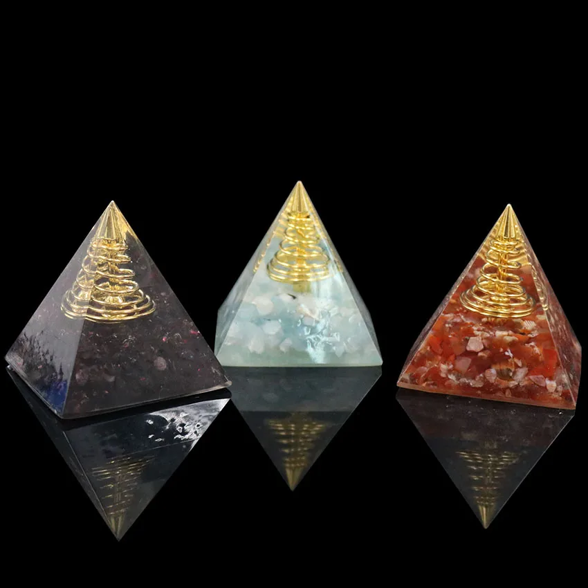 FYJS Unique Light Yellow Gold Color Spiral Spring Red Agates and Resin Pyramid Pendant Garnet Stone Jewelry | Украшения и