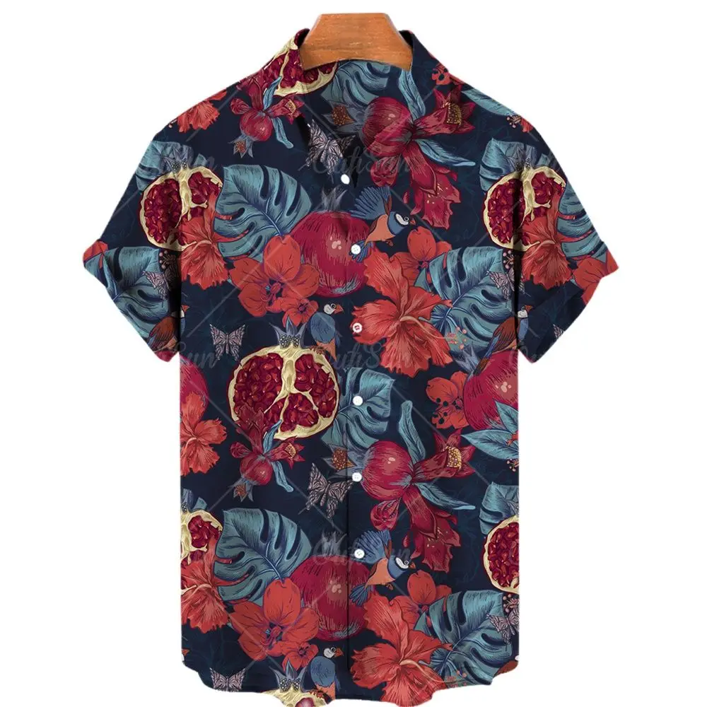 2022 Hawaiian shirt 3D printing men and women shirt fruit pattern short sleeve unisex loose holiday fashion casual top beach