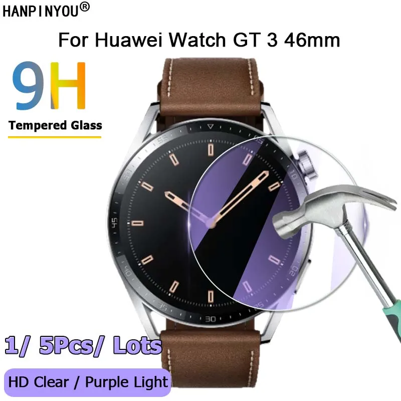 

5Pcs For Huawei Watch GT3 GT 3 46mm Ultra Clear / Anti Purple Light 2.5D 9H Tempered Glass Screen Protector Protective Film