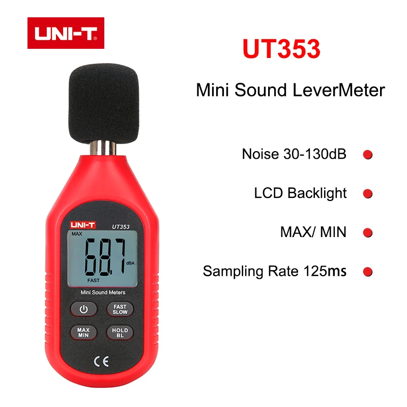 Цифровой измеритель уровня звука UNI T UT353 Шум метр 30 130dB децибел Тестер аудио