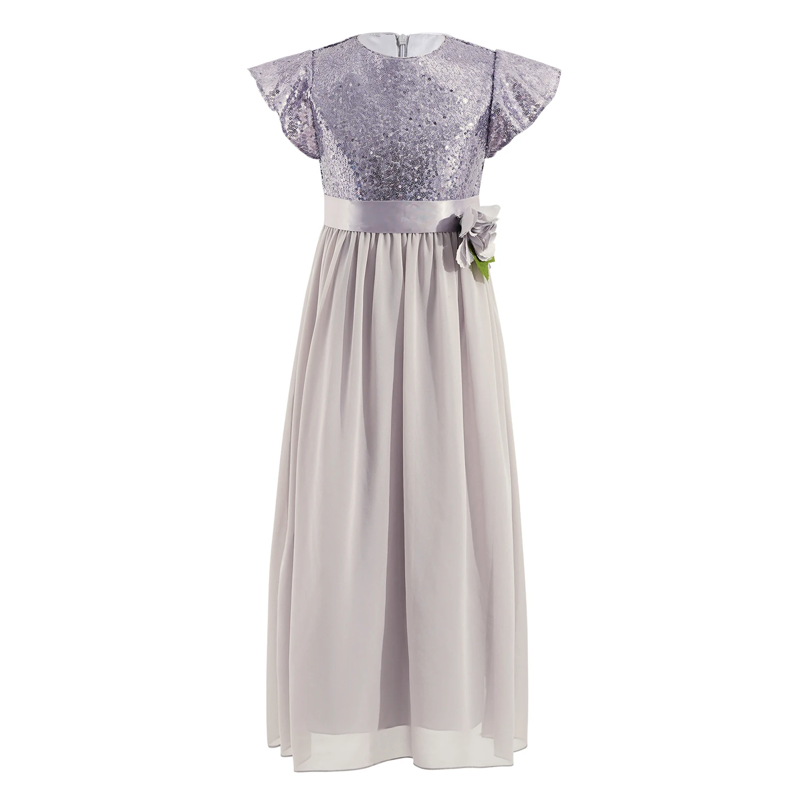 

Summer Kids Flower Girl Dresses Sleeveless Pleated Sequin Princess Dress Fully Lined Children Pageant Evening Chiffon Dress