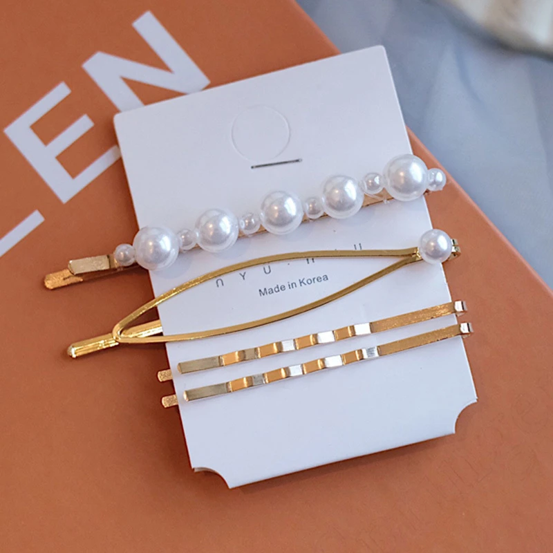 M2 -4pcs. Модные заколки для волос женские жемчужные заколки для волос свадебные ювелирные аксессуары Mujer Корейский стиль Золотой головной убор Набор для девочек - Цвет: M2 -4pcs.