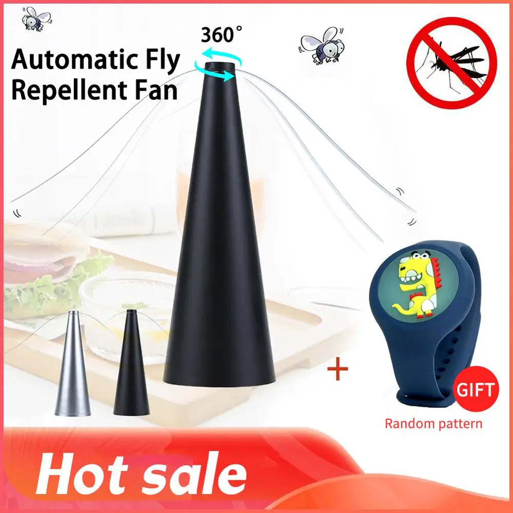 

Automatic Fly Trap Repellent Fan Battery Powered Multi Functional Flies Bugs Repellent Device+1pc Mosquito Repellent Bracelet