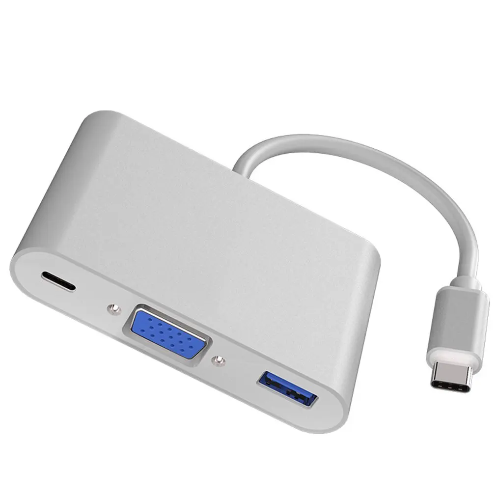 TypeC адаптер 3-в-1 Thunderbolt 3 концентратор USB Type C к HDMI VGA 5 мм разъем с Type-C доставка