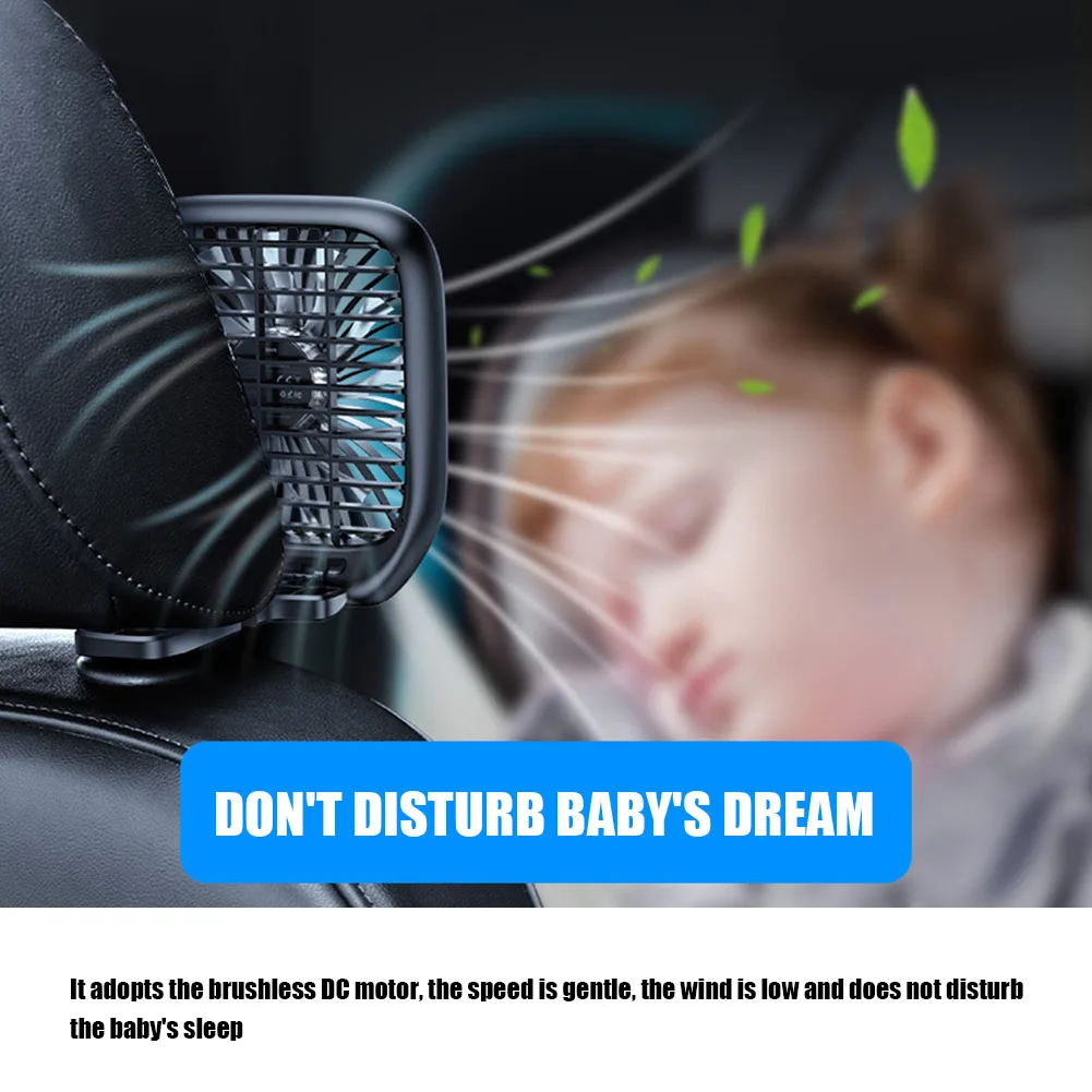 

USB Mini Fan Foldable Car Headrest Back Seat Fan Home Office Desktop Fan Personal Portable Cooling Fan