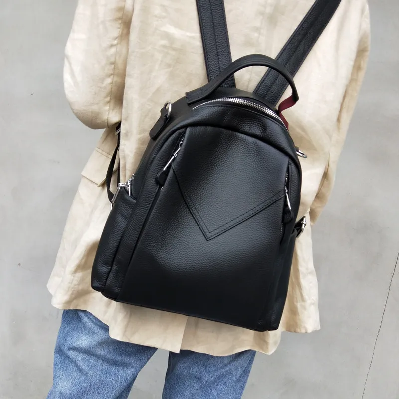 

Fashion Solid Genuine Leather Large Capacity Backpack Designer Backpacks