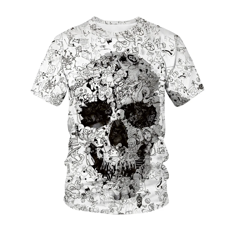 2020 Новые футболки футболка с принтом череп 3d лето Мода короткий рукав Футболка