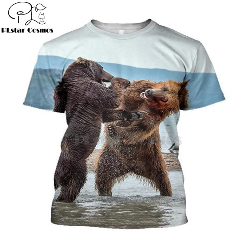 

2020 Fashion Men hoodies 3D Printed bear HUNTING t-shirt tees shorts sleeve Apparel Unisex big black bear Bow streetwear-2