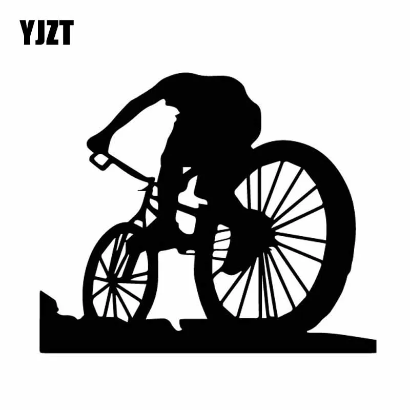 

YJZT 15.3CM*12.7CM Dazzling Bicycle Cyclist Riding Bike Shadow Vinly Decal Great Decor Car Sticker Black/Silver C27-0827