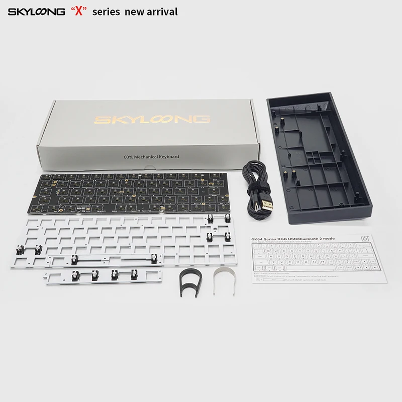 Gk64x 60% عدة pcb 64 مفاتيح مخصصة لوحة المفاتيح الميكانيكية rgb التبديل المصابيح الساخن تبديل المقبس نوع c سبليت مفتاح المسافة