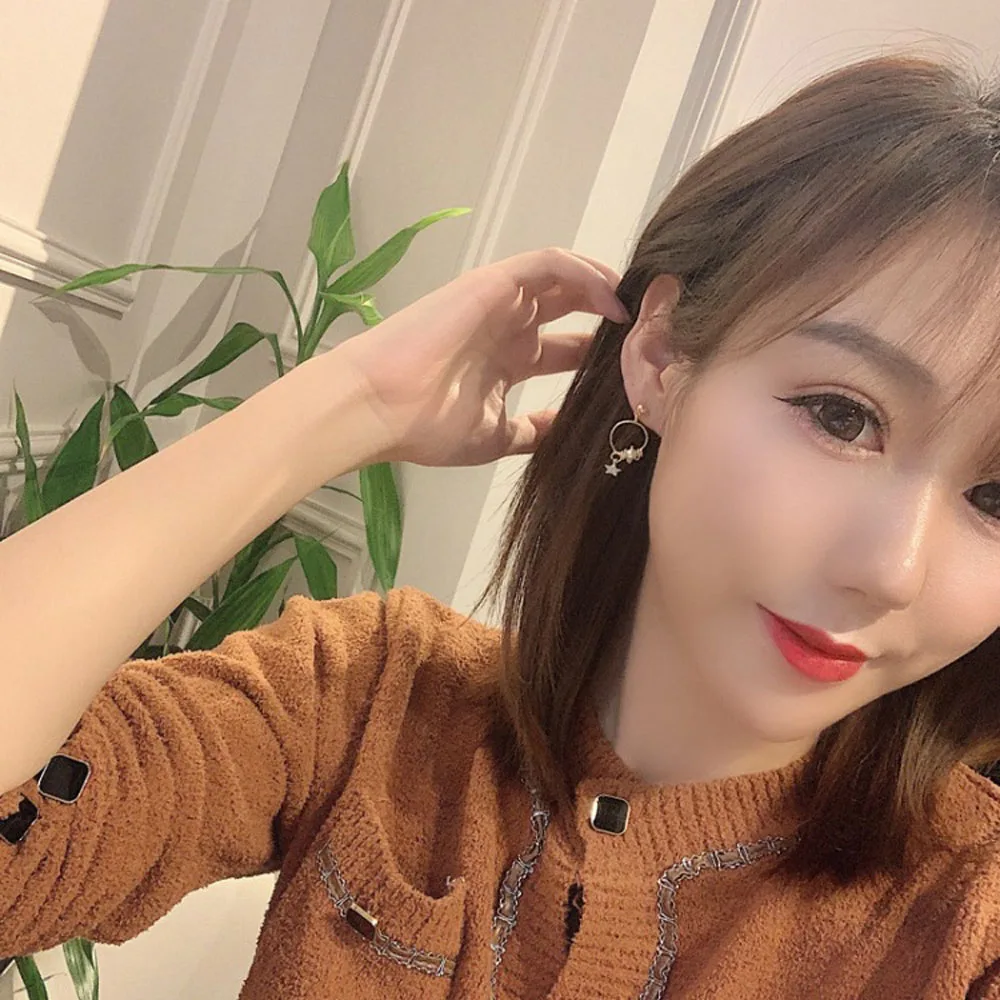 

Han Edition Fashion Stars Stud Earrings Jewelry Gift Small Pearl Earring Round Personality Girl Party Jewelry Gifts