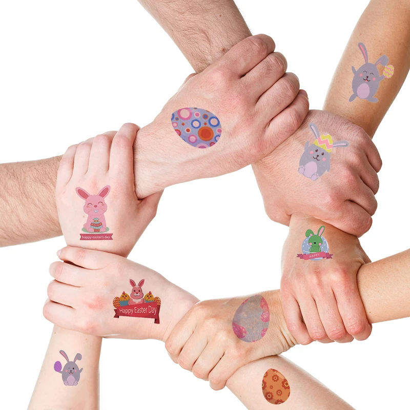 Наклейки временные с пасхальными яйцами Кролик пасхальное праздничное