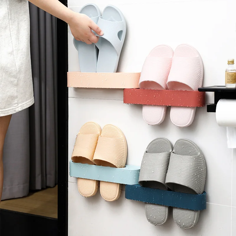 Настенная стойка для обуви органайзер хранения на полке пластиковая подставка