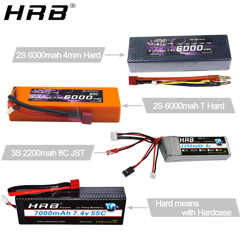 Аккумулятор hrb Lipo 2S 3S 4S 5000mah 6000mah 2600mah 2200mah 11,1 V 7,4 V 14,8 V 6S 22,2 V XT60 Deans T RC FPV части для самолетов, автомобилей, лодок