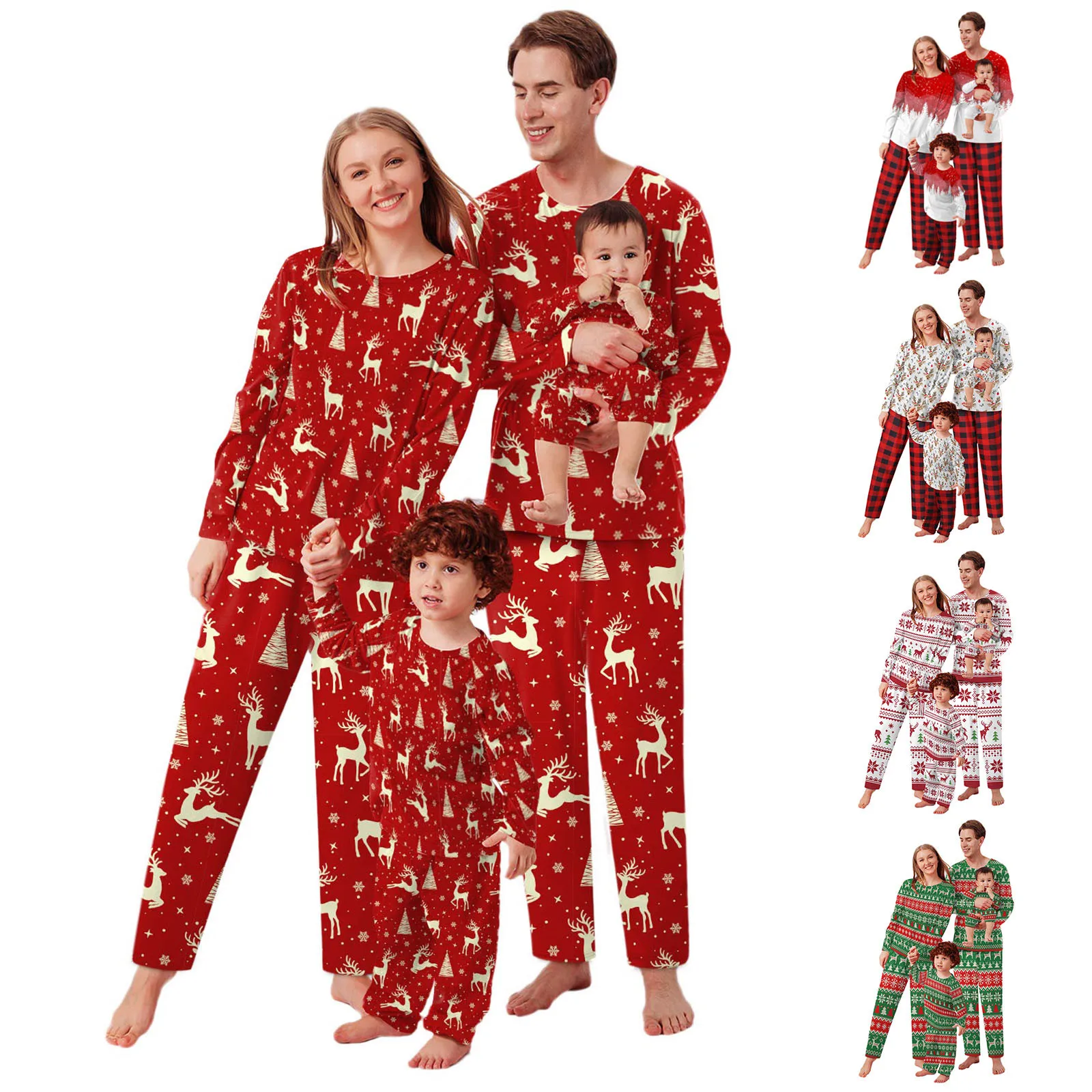 

Christmas Family Parent-child Pajamas Set Xmas Home Elf Print Sleepwear Nightwear Kids Dad Mom Matching Family Outfits#8