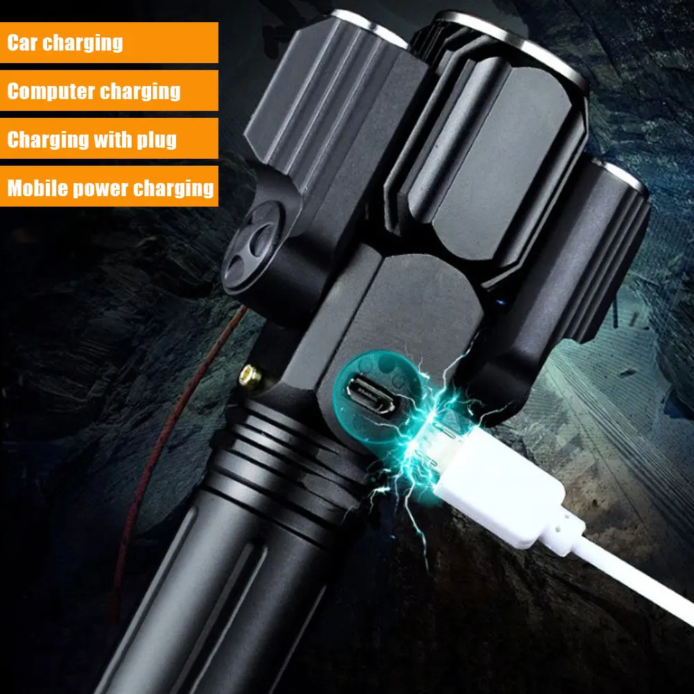 Светодиодный фонарик мощсветильник яркий фонарь T6 масштабируемый для кемпинга с