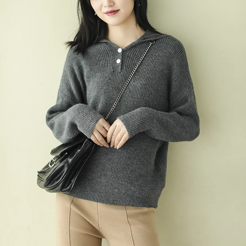 Johnature Women Hooded Pullover Sweaters Vintage Knitted Solid Color Spring Cloths 2020 New Casual Loose | Женская одежда