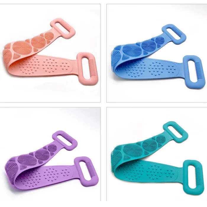 Body Wash Silicone Body Scrubber Belt Double Side Shower Exfoliating Belt Removes Bath Towel DC156