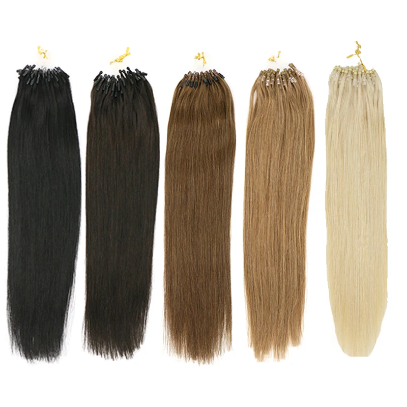 Toysww Micro Ring Hair Extensions 1g/Stand Machine Remy Hair Micro Link Hair Extensions Human Hair 14