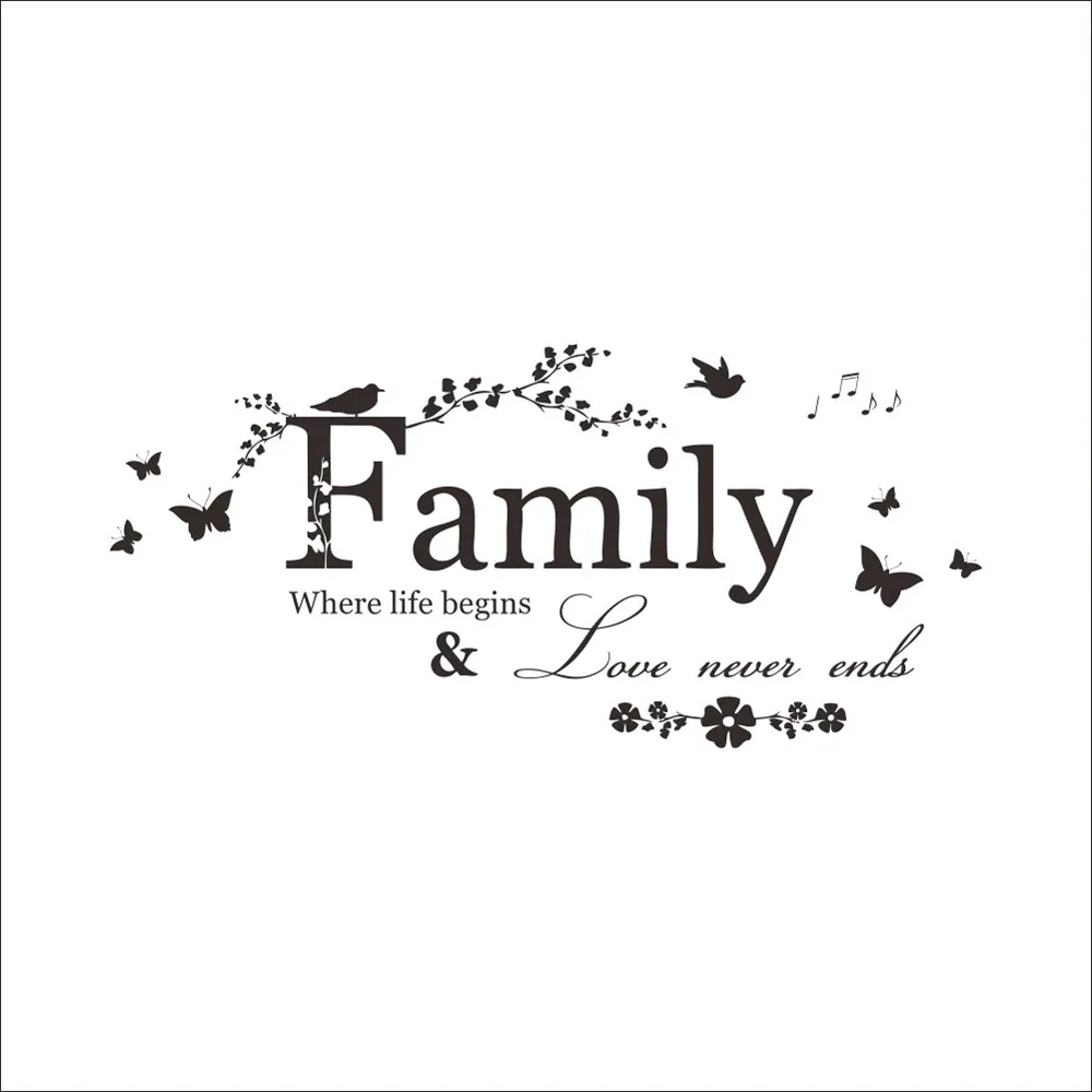 Brand new PVC 57*20cm Family Letter Quote Removable Vinyl Decal Art Mural Home Decor Wall Stickers room decoration wall decor | Дом и сад