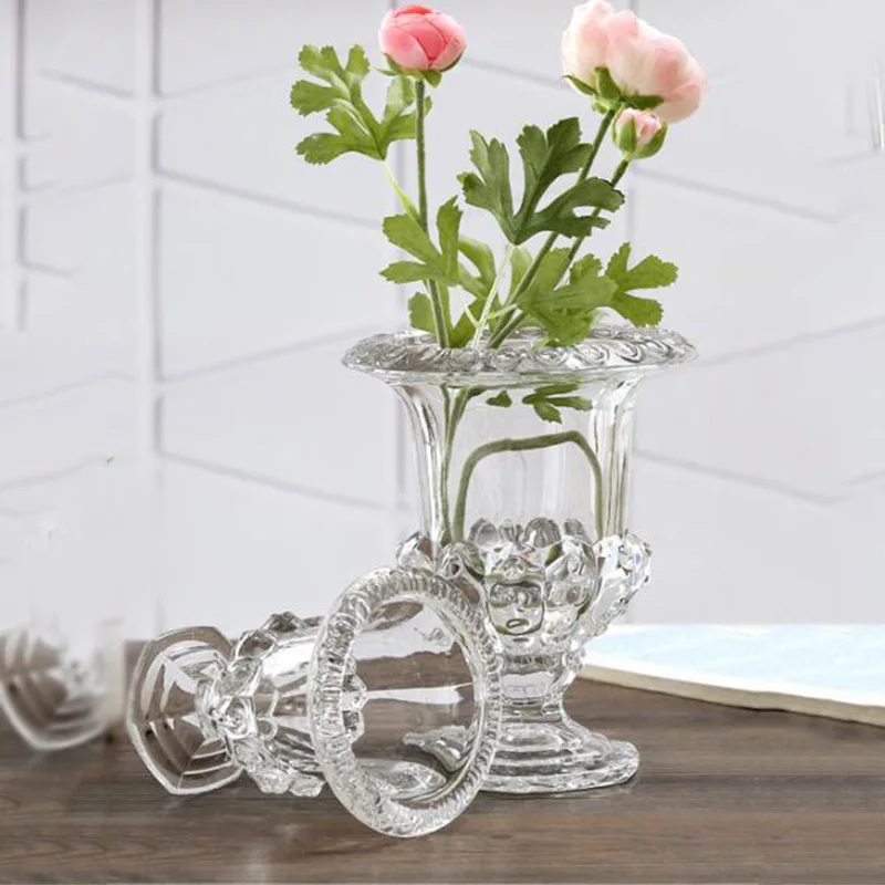European Style Tall Vases Glass Transparent Creativity Hotel Ornaments Crafts Crystal Candlestick Wedding Decorations LI
