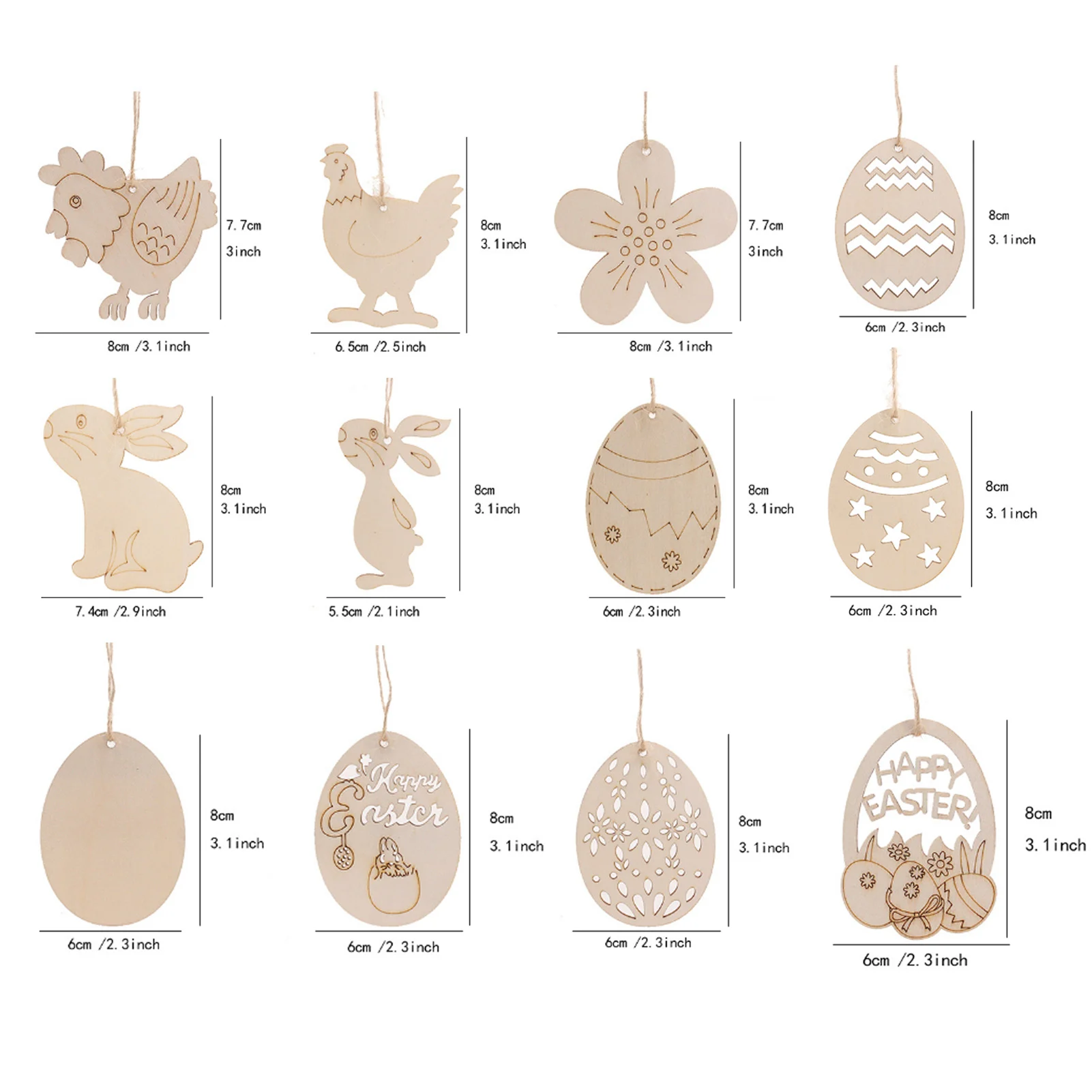

Home Festival Decor Hanging Wooden Ornaments DIY Handmade Easter Party Decorations Hand Painted Decoratings