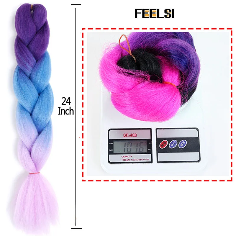 Синтетические волосы косички Омбре плетение наращивание волос коробка розовый