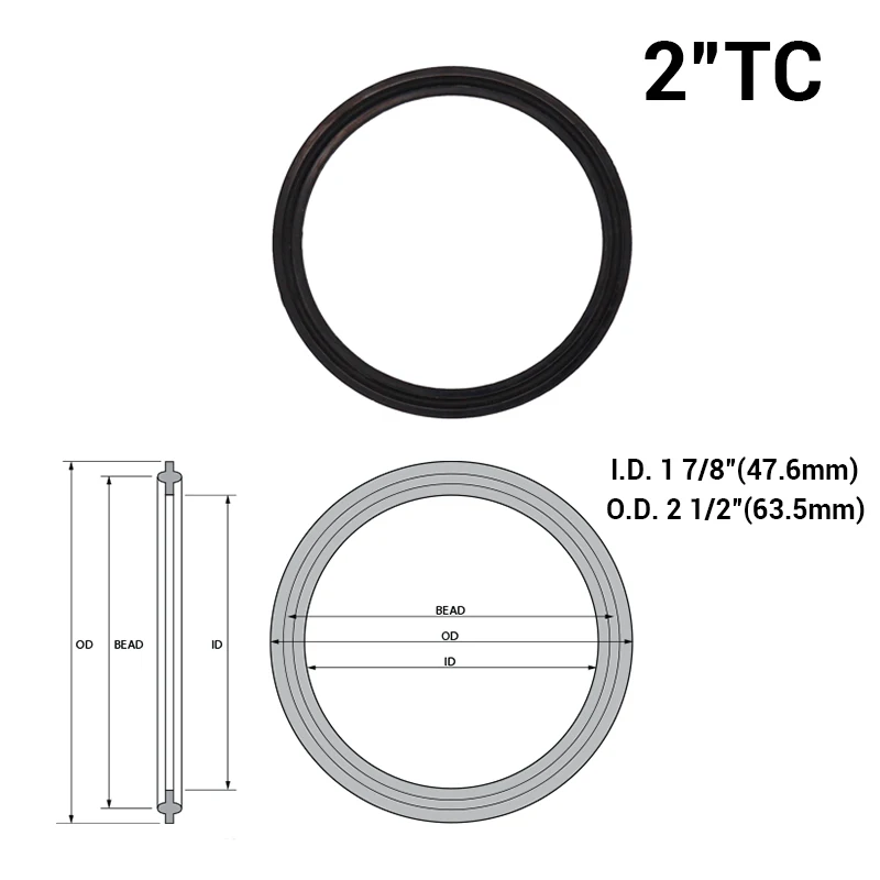 2 &quotтройной зажим черная прокладка EPDM 5 шт./лот пищевая высокотемпературная