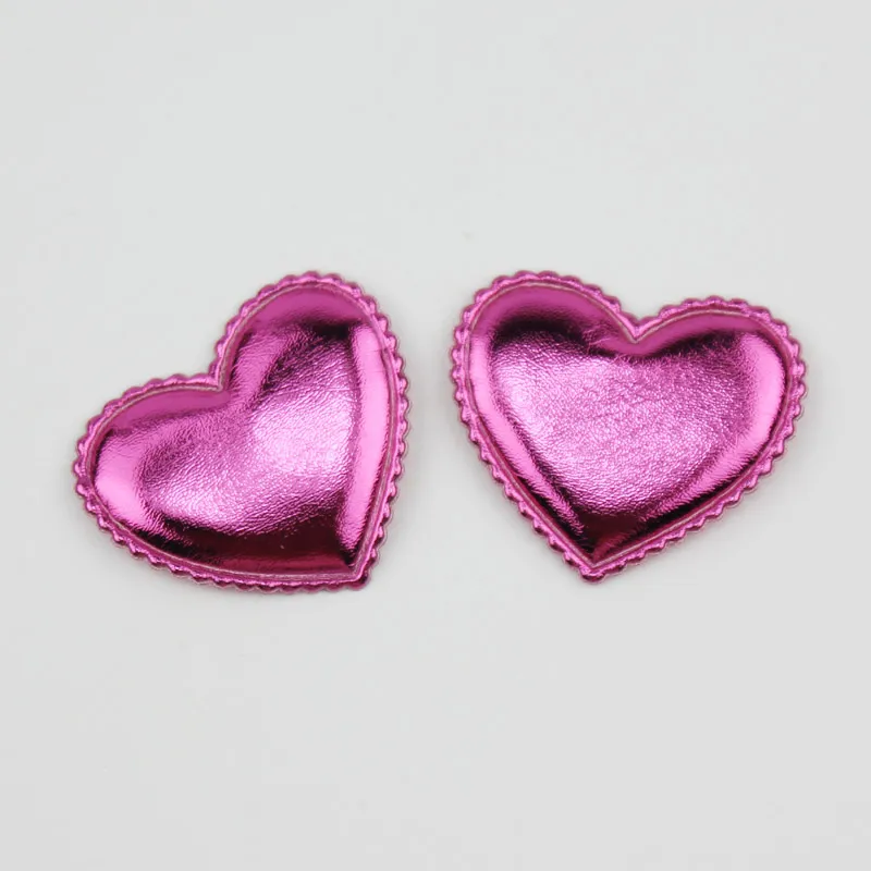 hot pink 21 шт. 4*4,5 см ПУ форма сердца мягкие аппликации для детского головного убора детский зажим для волос швейные принадлежности "сделай сам" Ремесло Украшение торговля - Цвет: hot pink
