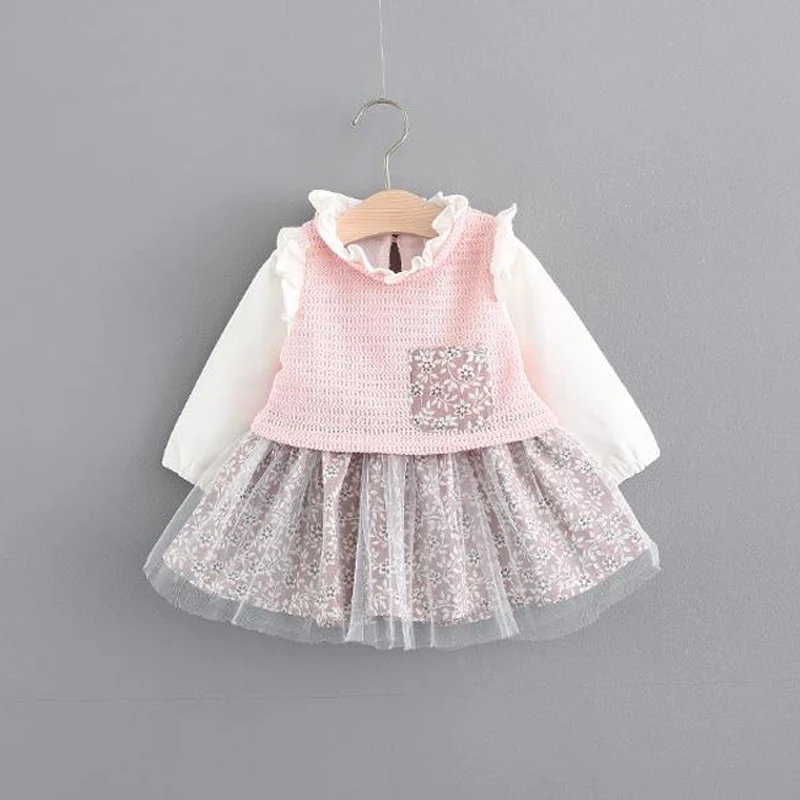 Осеннее Хлопковое платье для малышей Одежда младенцев рубашка девочек топы