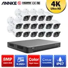 Камера видеонаблюдения ANNKE 4K HD H.265, инфракрасная камера безопасности, 16 каналов, DVR, 8 Мп, подходит для наружного использования, с функцией ночного видения