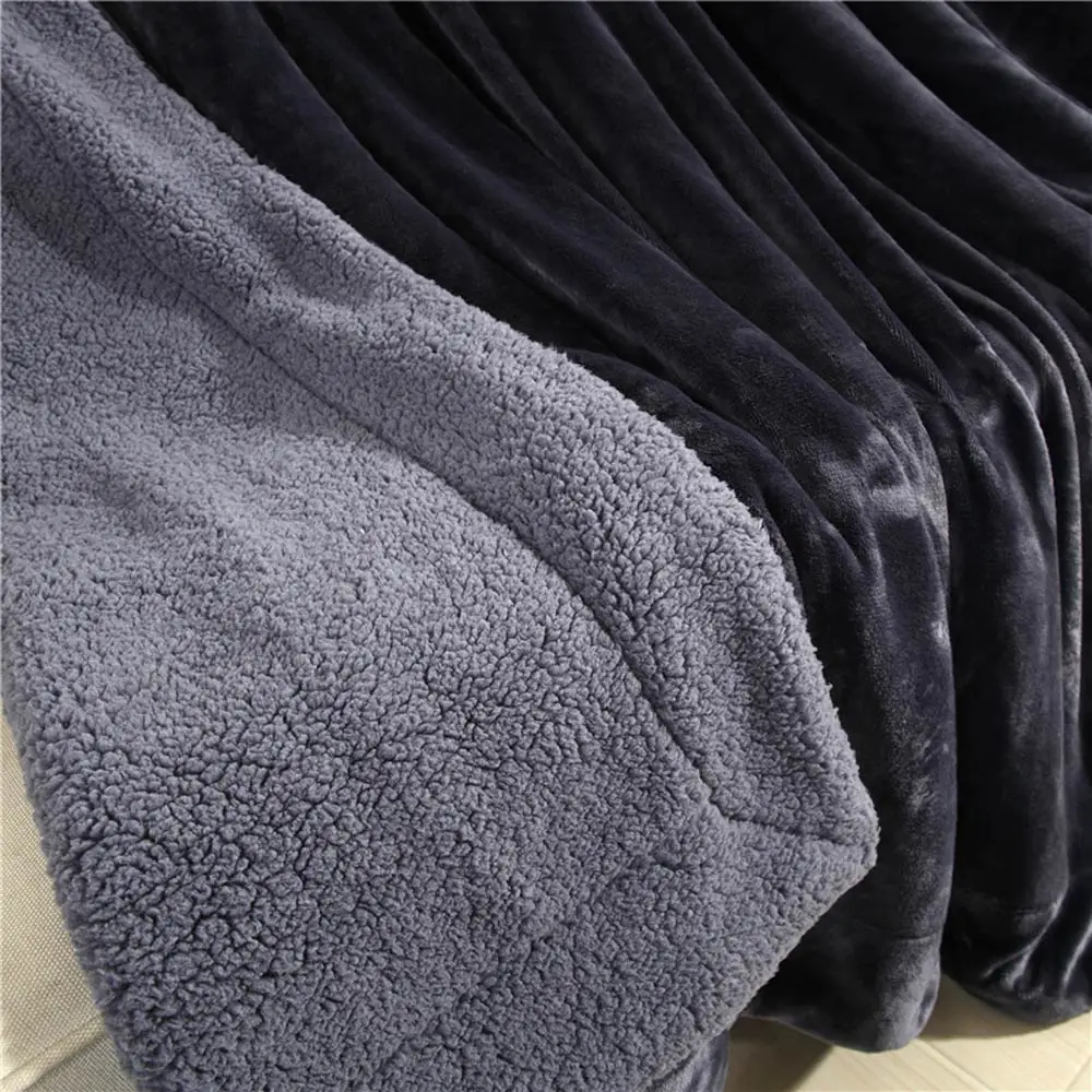 

Solid Deep Grey Winter Thick warm Throws Plaids Double-sided Blanket Sherpa Berber Fleece Fabric Bedding Bedspread