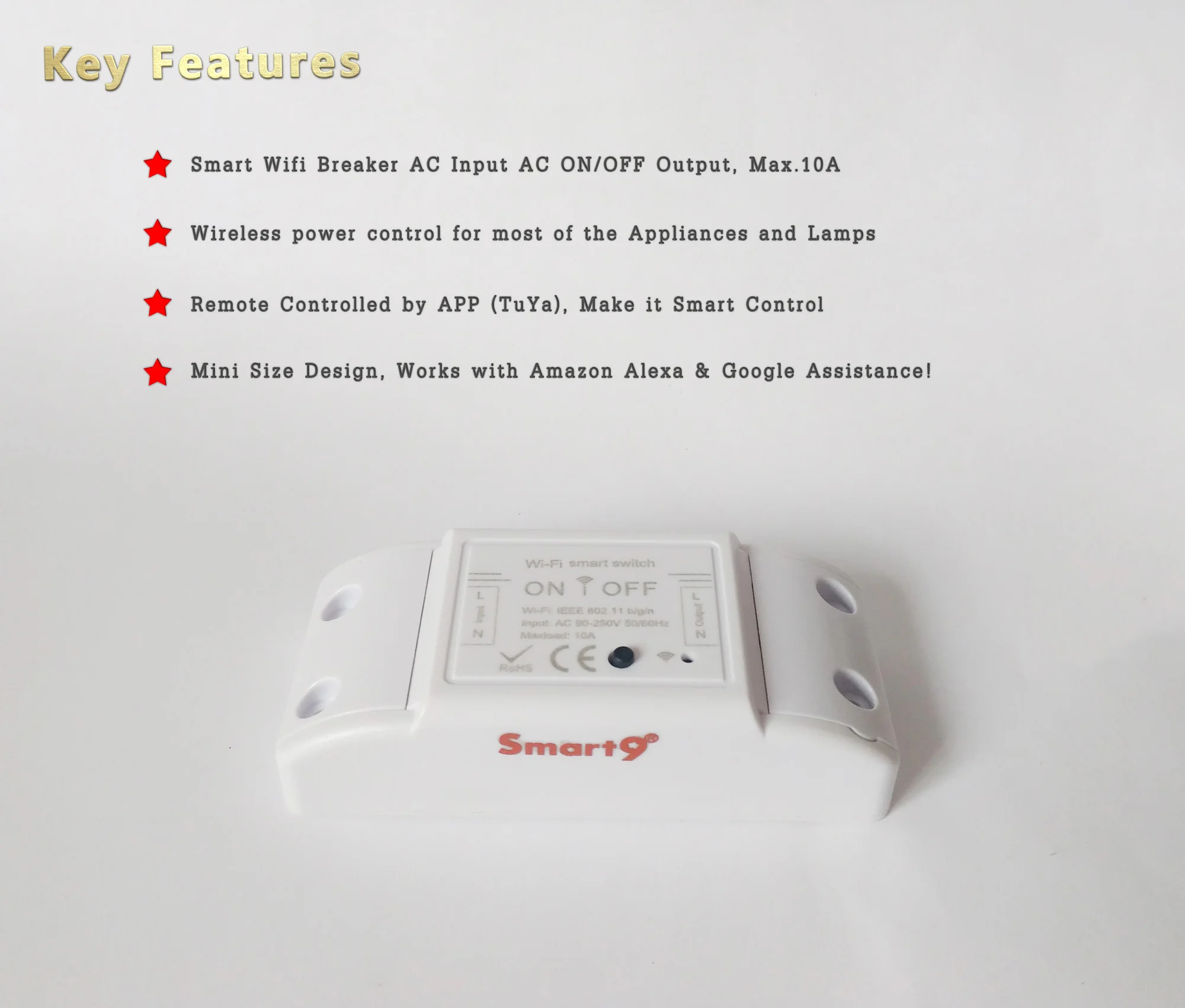 Smart9 DIY Wifi дистанционный переключатель освещения TuYa домашняя умная Автоматизация Life APP универсальный выключатель, работает с Alexa Echo и Google Home