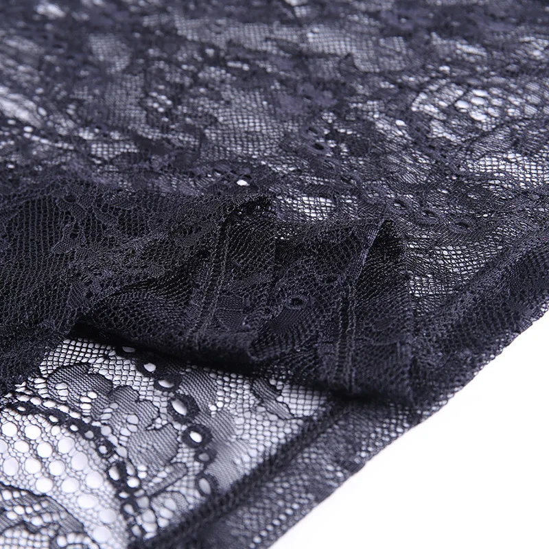 Женское платье с коротким рукавом Gothblack Сетчатое кружевное мини-платье о-вырезом