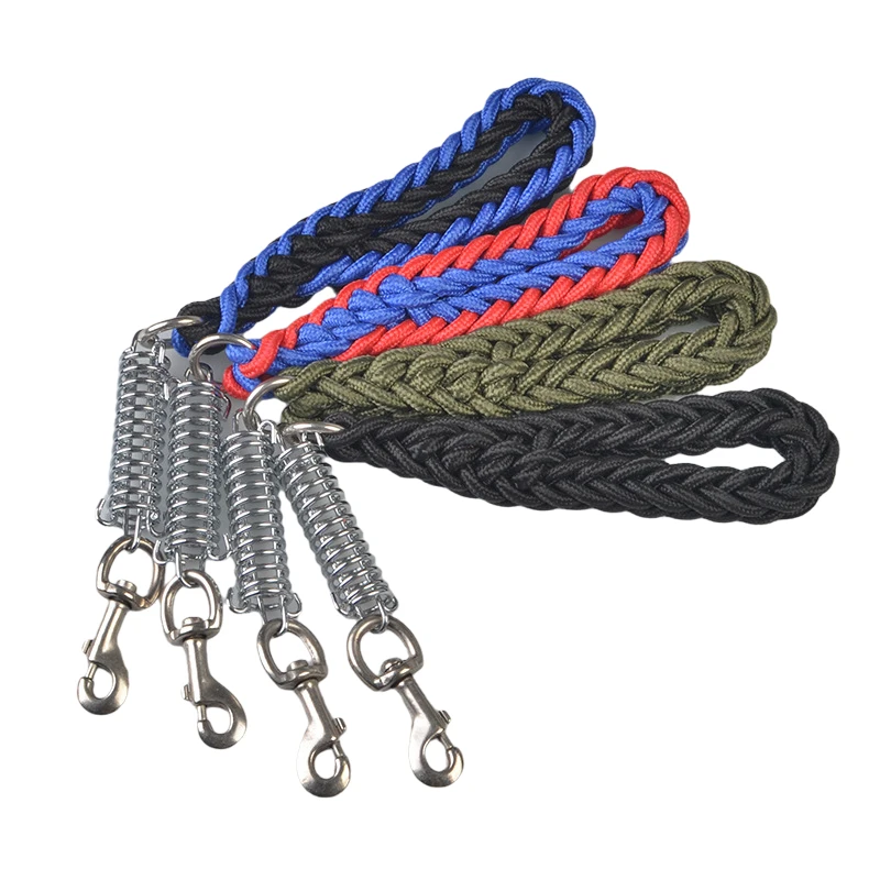 

Short Explosion-proof Medium large dog traction belt leash hand made and Spring buffer big dog One step lead rope pull dog chain