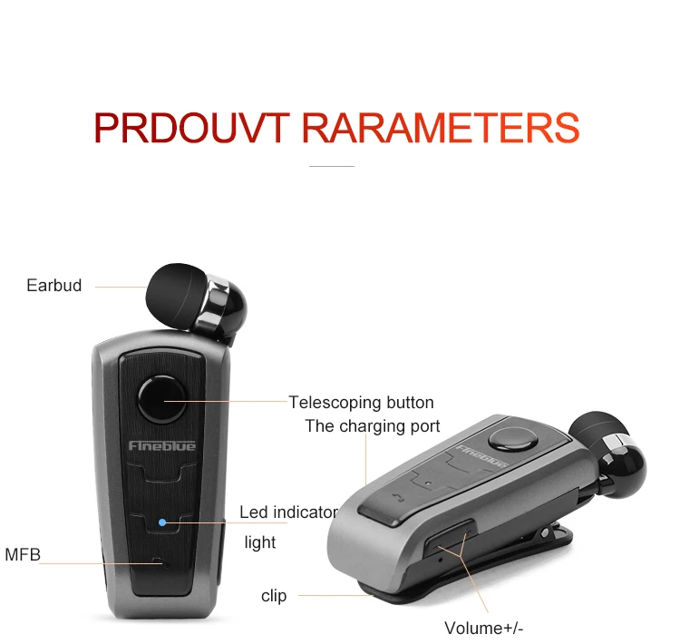Настоящие Fineblue F910 Беспроводная bluetooth-гарнитура в ухо Вибрационный оповещение о ношении клип наушник Hands-Free для смартфонов