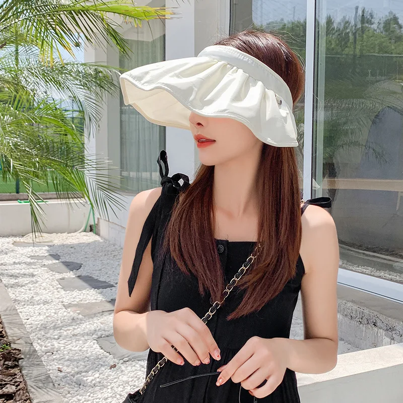 

Women's cap Korean empty top hat women's hair hoop hairpin sunscreen hat naked net red simple and versatile shell hat ZA